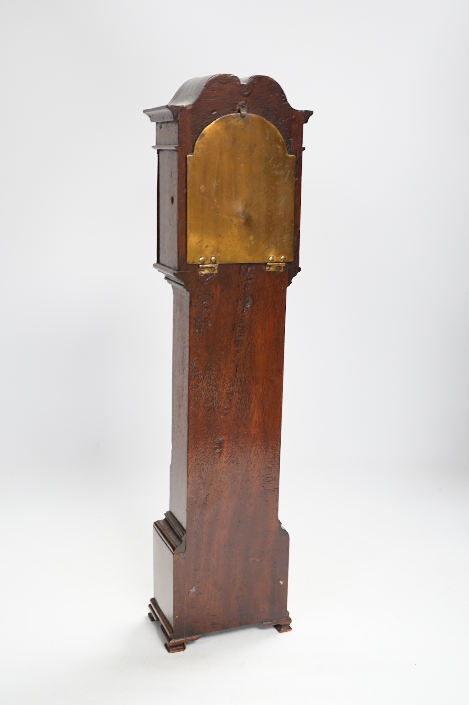 An Edwardian shell inlay miniature longcase clock, 43.5cm high